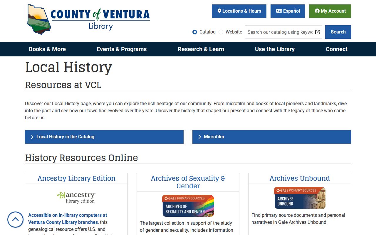 Ventura County residents directory local history library resources