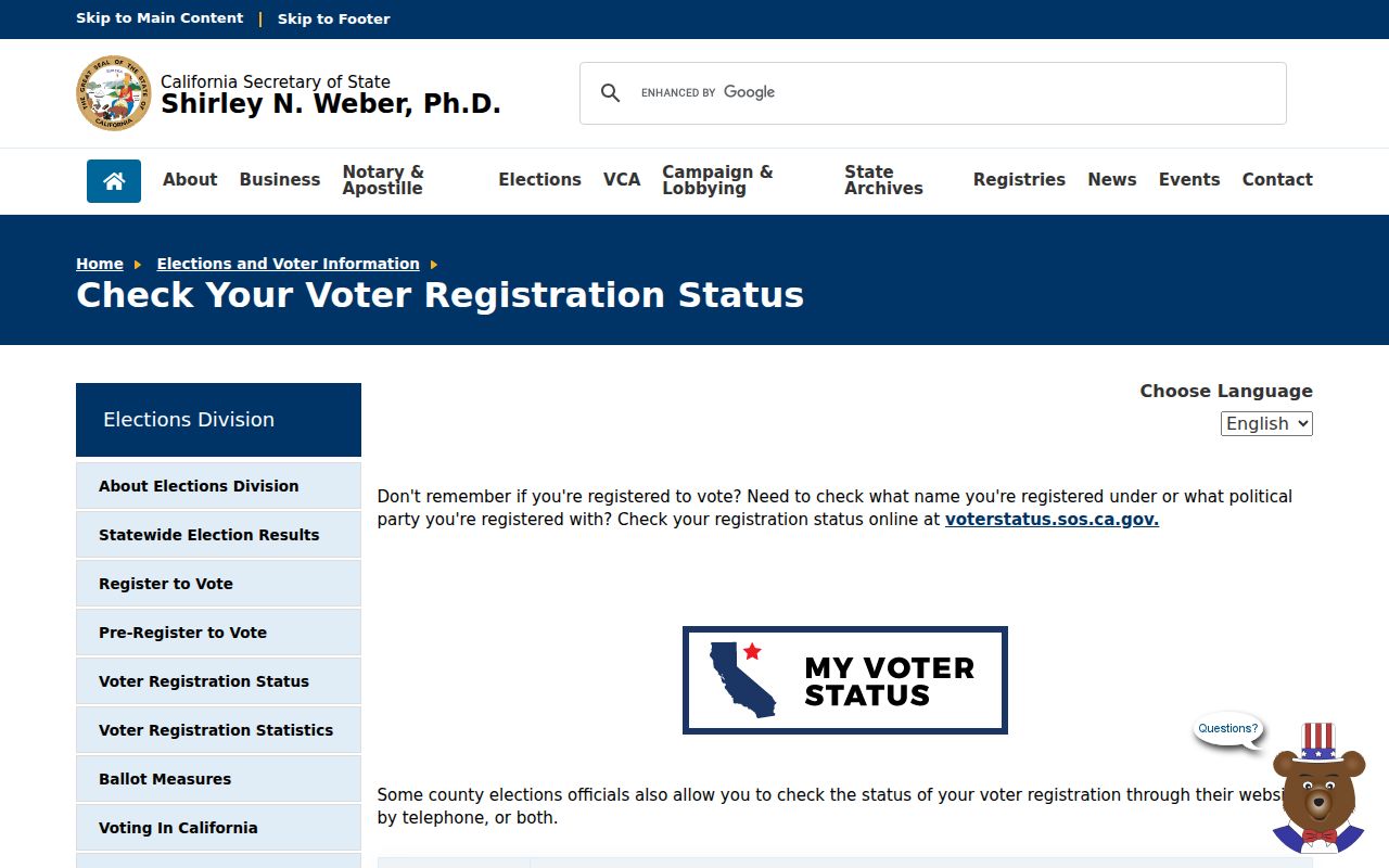 Ventura County residents directory California voter registration status