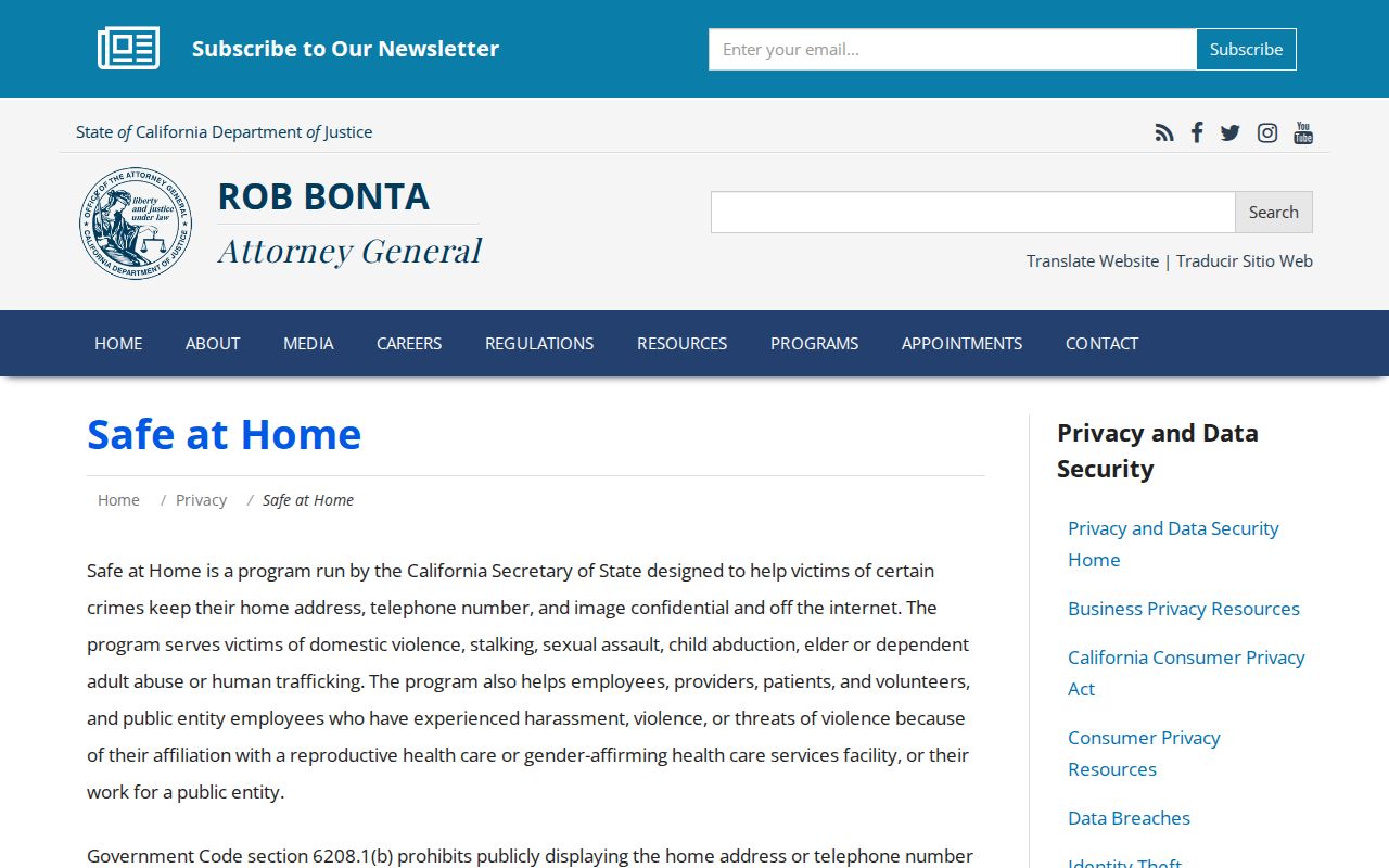 Ventura County neighbors Safe at Home privacy resource