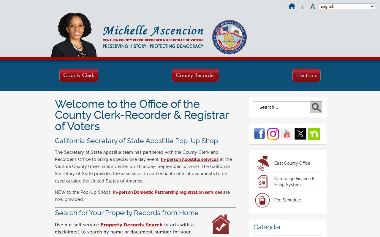 Ventura County previous residents Clerk-Recorder records access