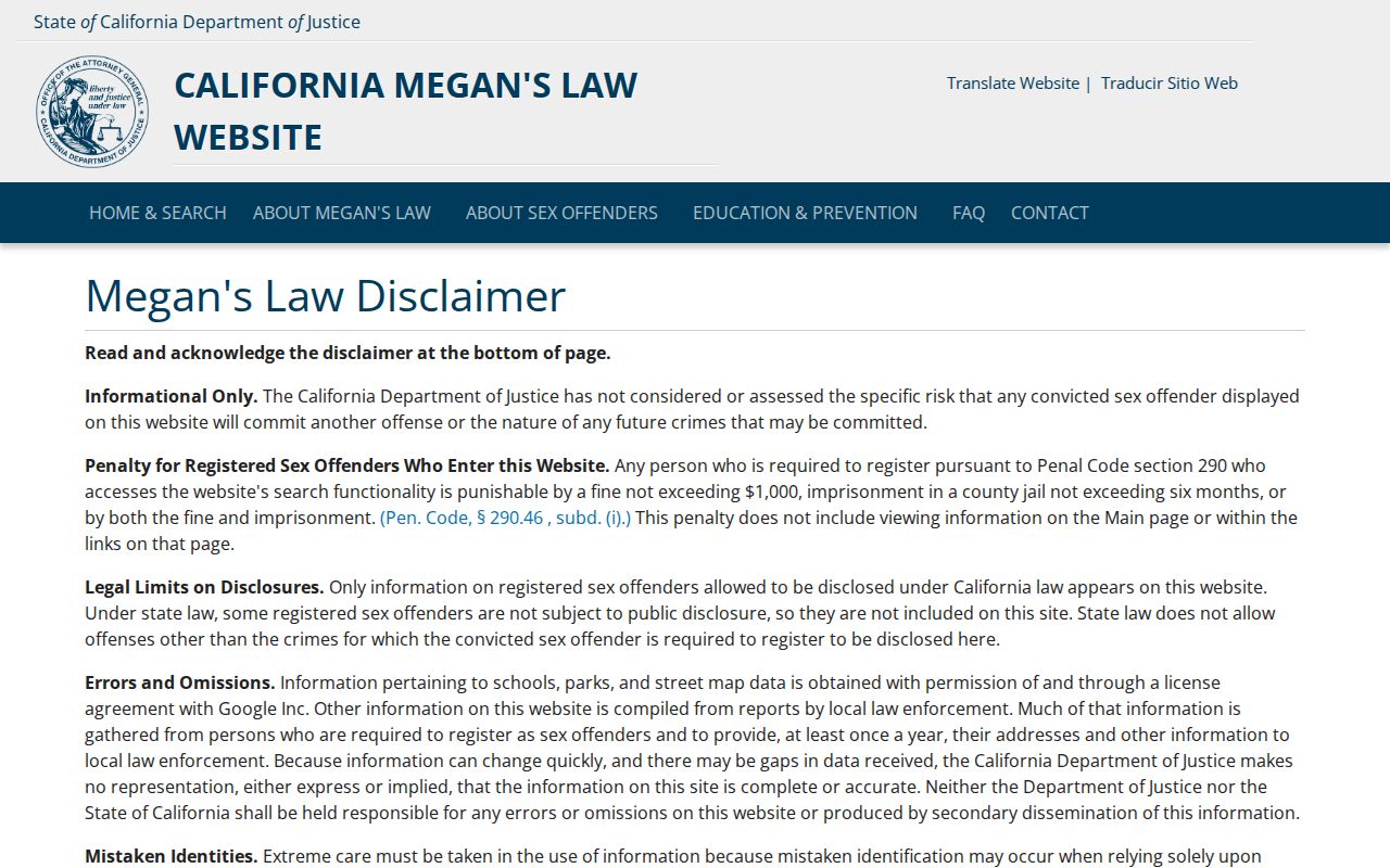 Ventura County resident lookup California Megan's Law search