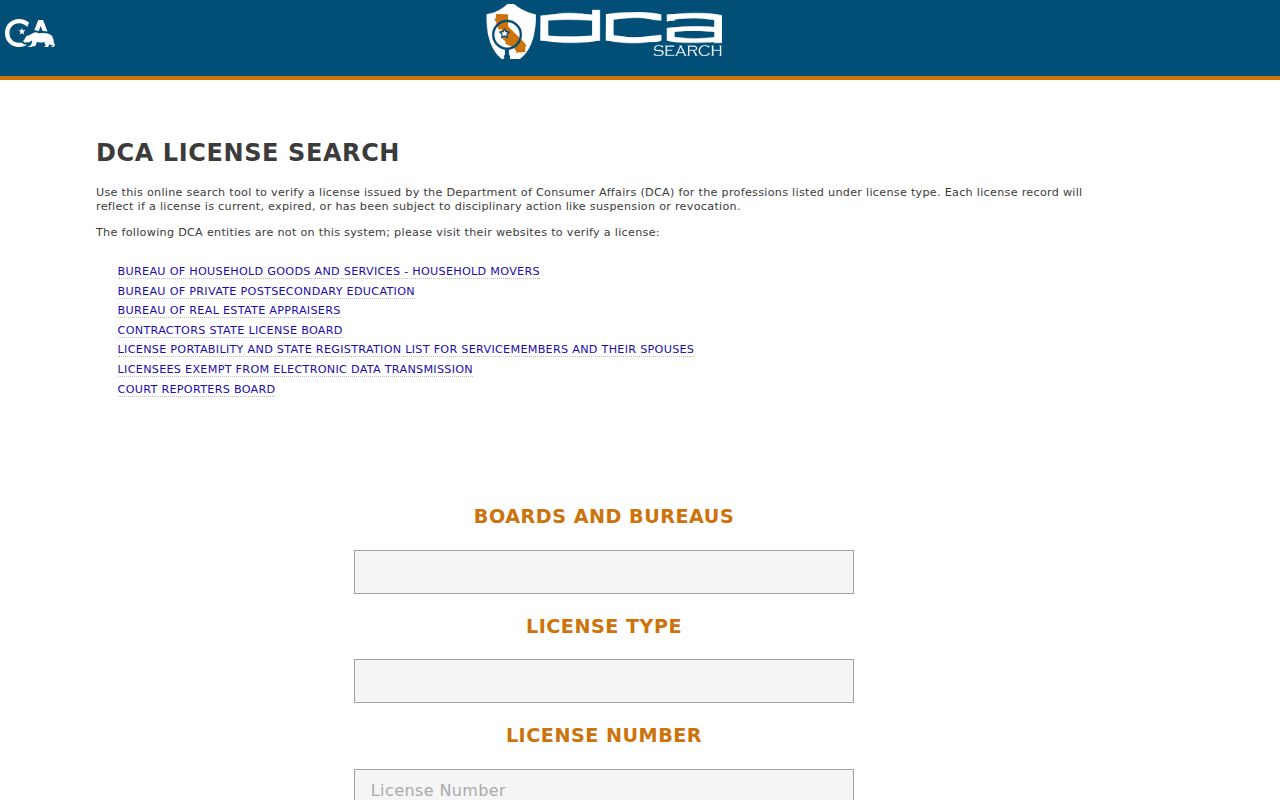 Ventura County resident lookup professional license search